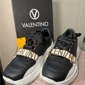 Valentino Black and White Logo Sneakers